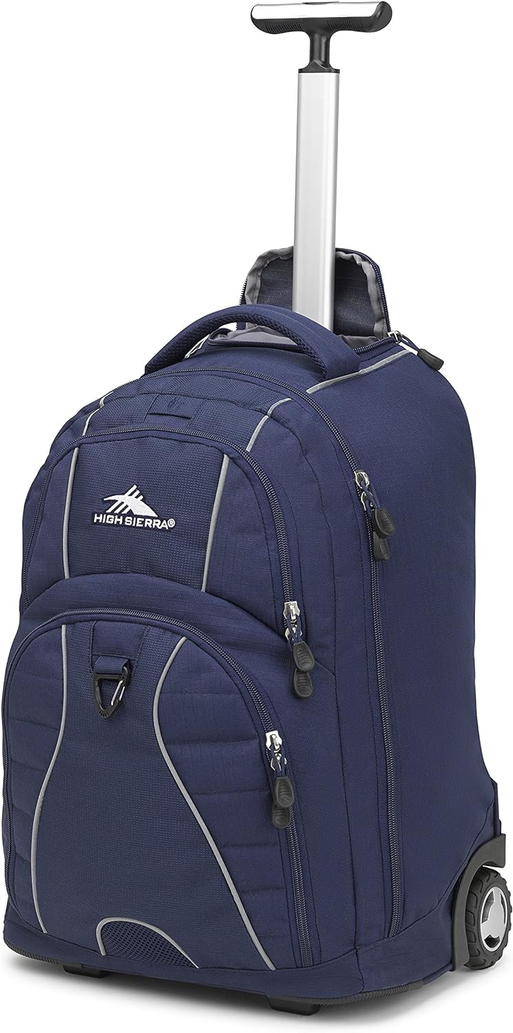 High Sierra Freewheel Wheeled Laptop Backpack, True Navy, 20.5 x 13.5 x 8-Inch