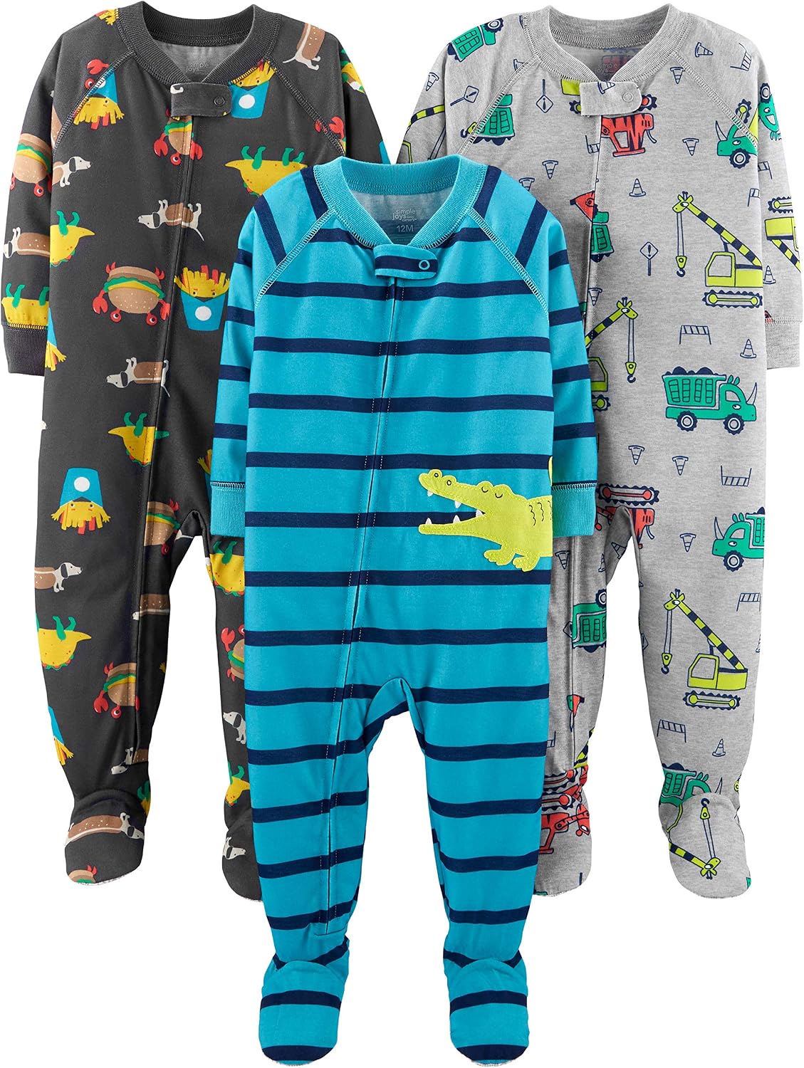 Simple Joys by Carter’s Baby Boys Loose-Fit Polyester Jersey Footed Pajamas