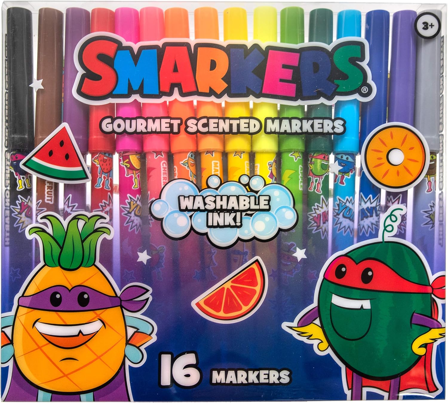 Smarkers – Washable Patented Gourmet Scented Markers, Assorted Colors, Standard Point Felt Tip, 16 Count