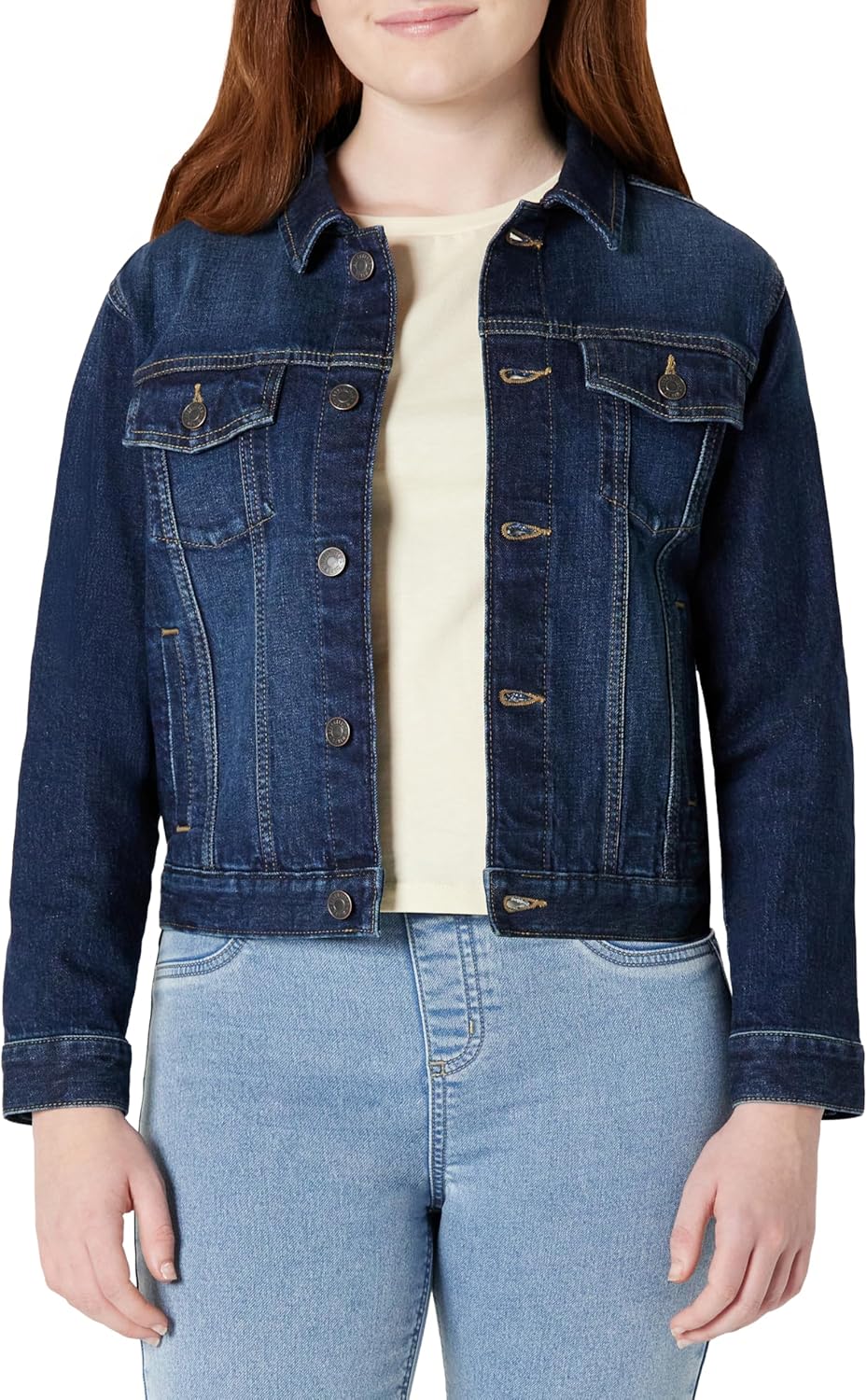 Amazon Essentials Unisex Kids’ Medium Stretch Regular-Fit Denim Trucker Jacket for Boys and Girls