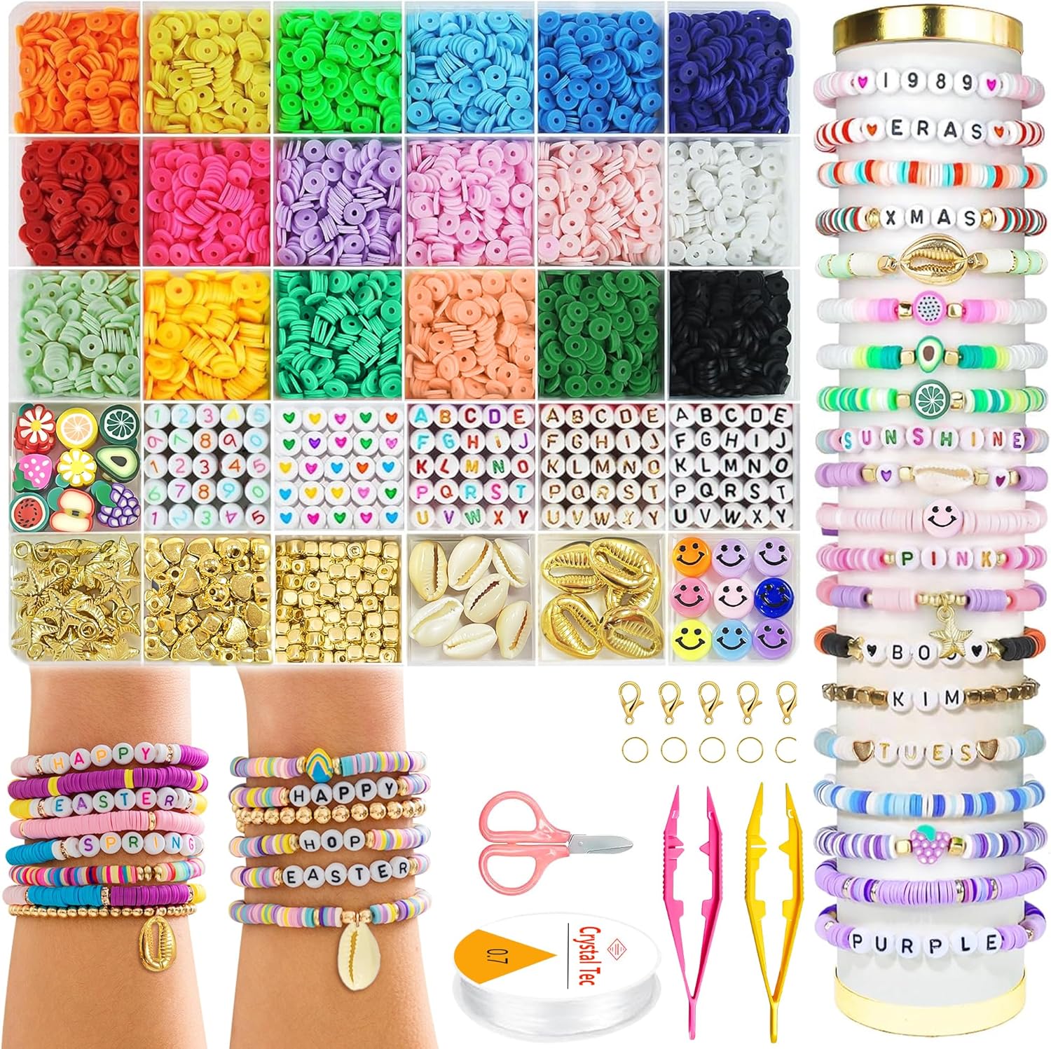 OHOME Back to School Supplies – 5300 Clay Beads Bracelet Making Kit,Arts and Crafts for Kids Ages 8-12,Easter Crafts Games Toys for 3-10 Year Old Birthday