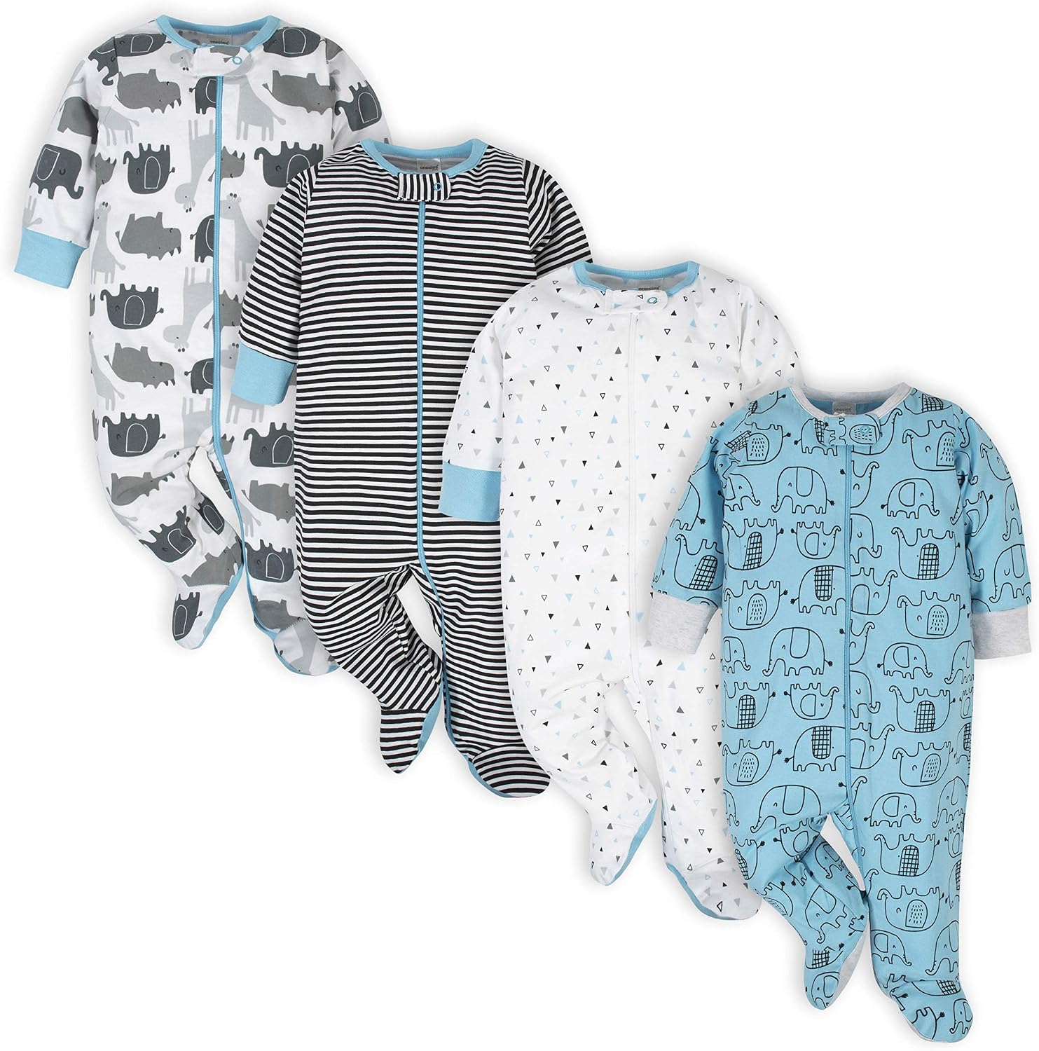 Onesies Brand Baby Boys’ 4-pack Sleep ‘N Play Footies