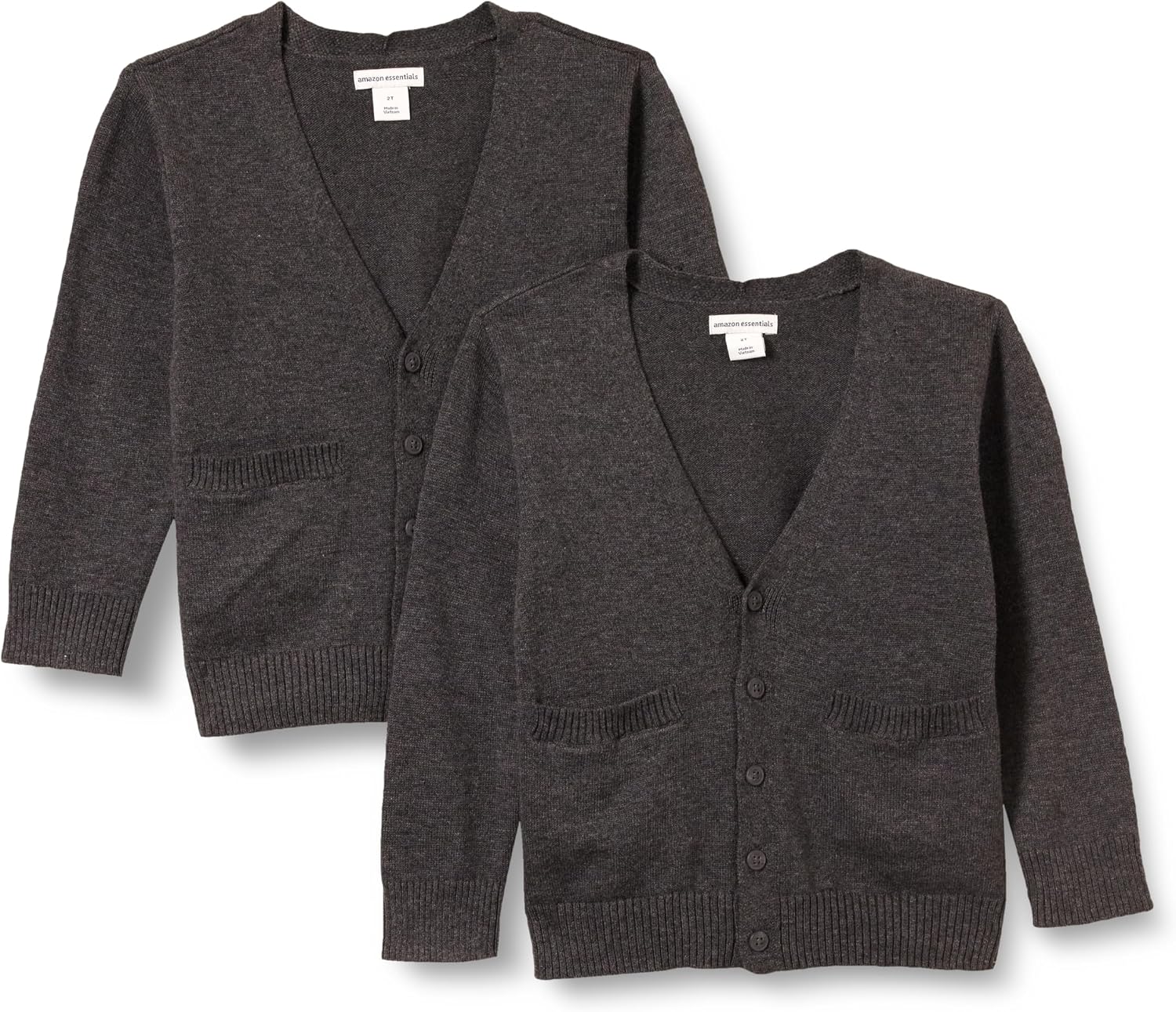 Amazon Essentials Unisex Kids and Toddlers’ V-Neck Cotton Uniform Cardigan Sweaters, Pack of 2