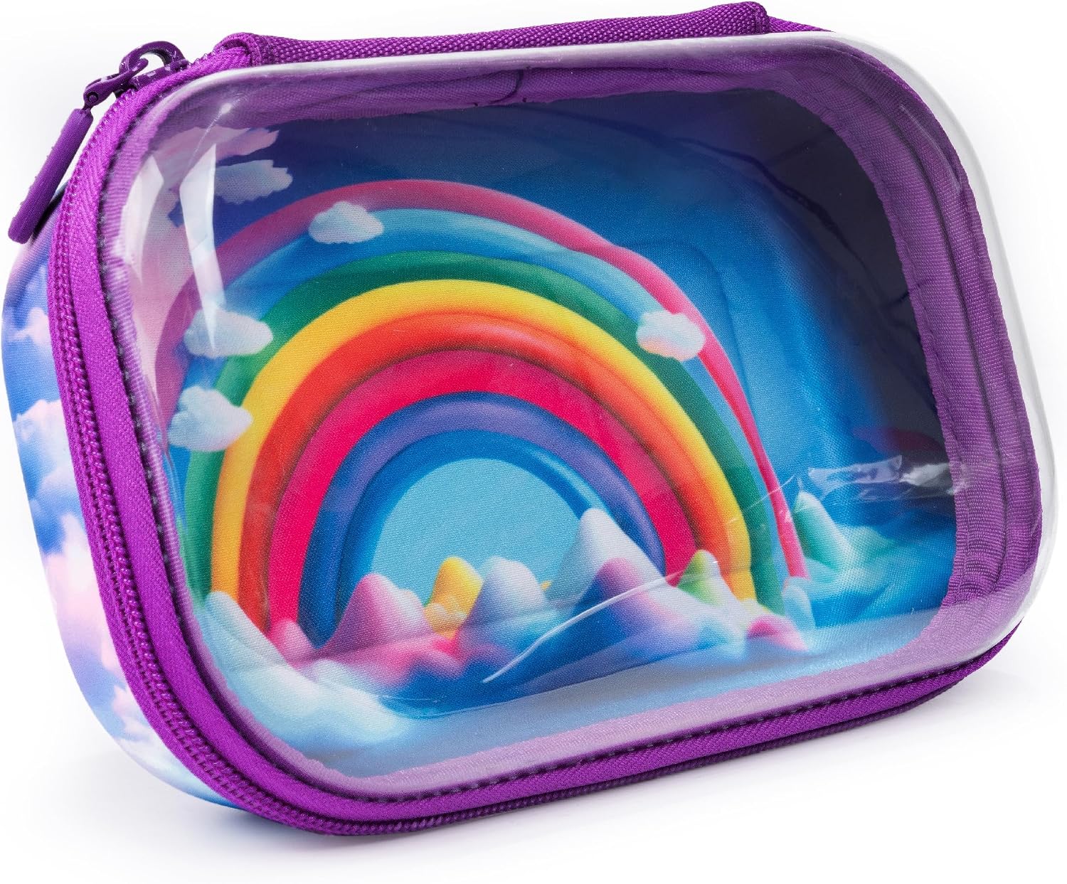 ZIPIT Clear Top Pencil Case for Kids, Durable Pencil Box for School, Large Capacity Stationery Organizer Box, Rainbow