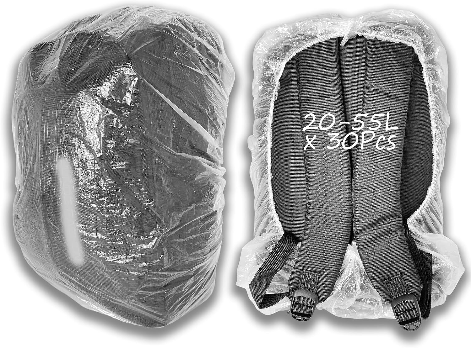 Aogigigio 30pcs Backpack Rain Cover Waterproof – Disposable Lightweight Backpack Cover for Outdoor Hiking Air Travel for 20-55L