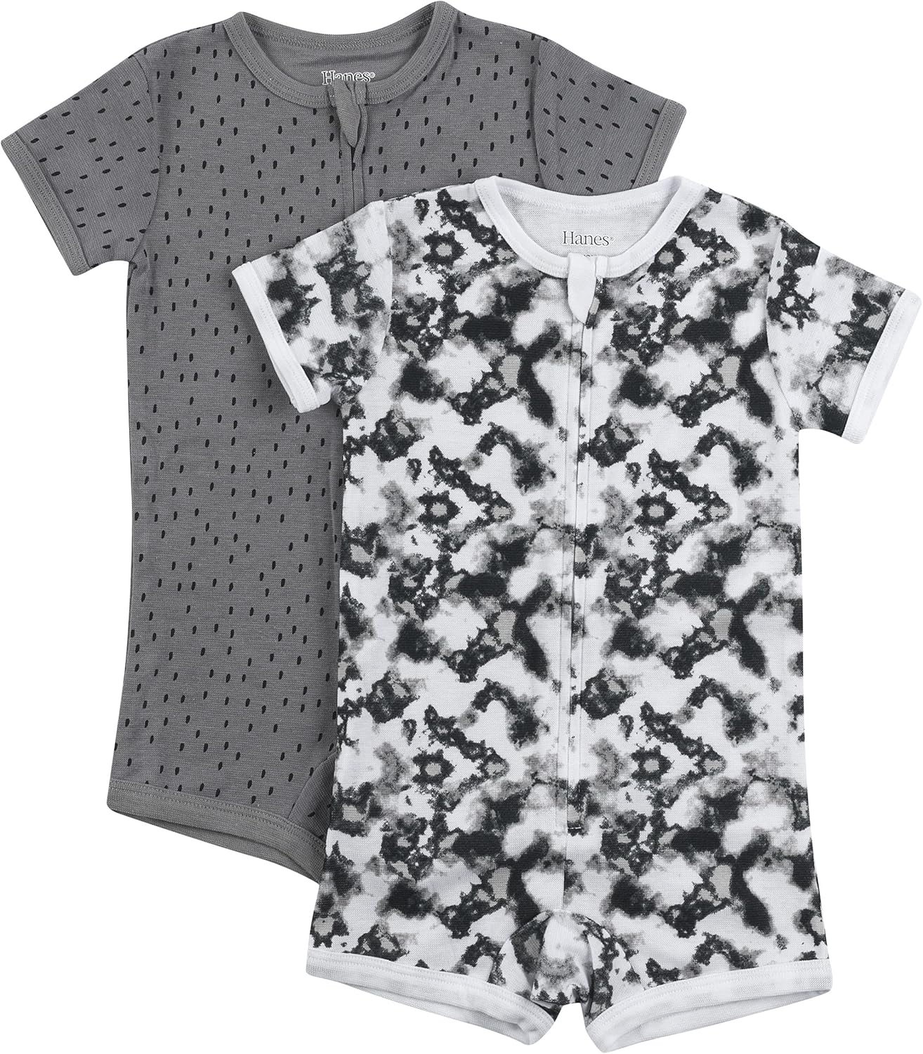 Hanes Baby Rompers, Ultimate Zippin Short Sleeve Romper for Boys & Girls, 2-Pack