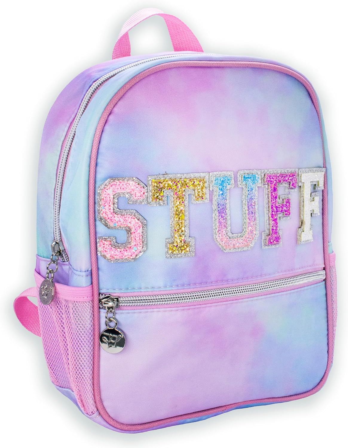 FROG SAC Mini Toddler School Backpack for Girls, Pink Preschool Kids Backpacks, Small Daycare School Bookbag, Tie Dye Glitter Little Girl Travel Back Pack Bag (STUFF – Tie Dye)