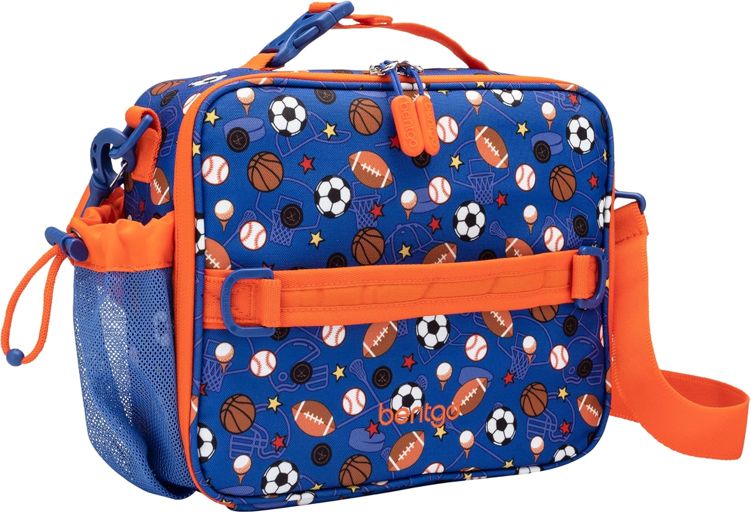 Bentgo Kids Lunch Bag – Durable, Double-Insulated Lunch Bag for Kids 3+; Holds Lunch Box, Water Bottle, & Snacks; Easy-Clean Water-Resistant Fabric & Multiple Zippered Pockets (Sports)
