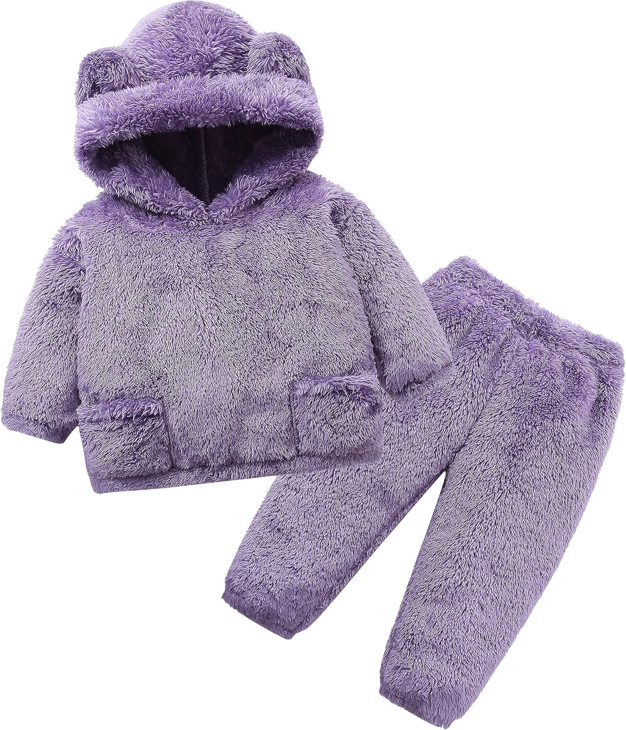 Hikido Fluffy Snug Pants Sets Outfit 1-5T Toddler Cute Fall Winter Pullover Clothes