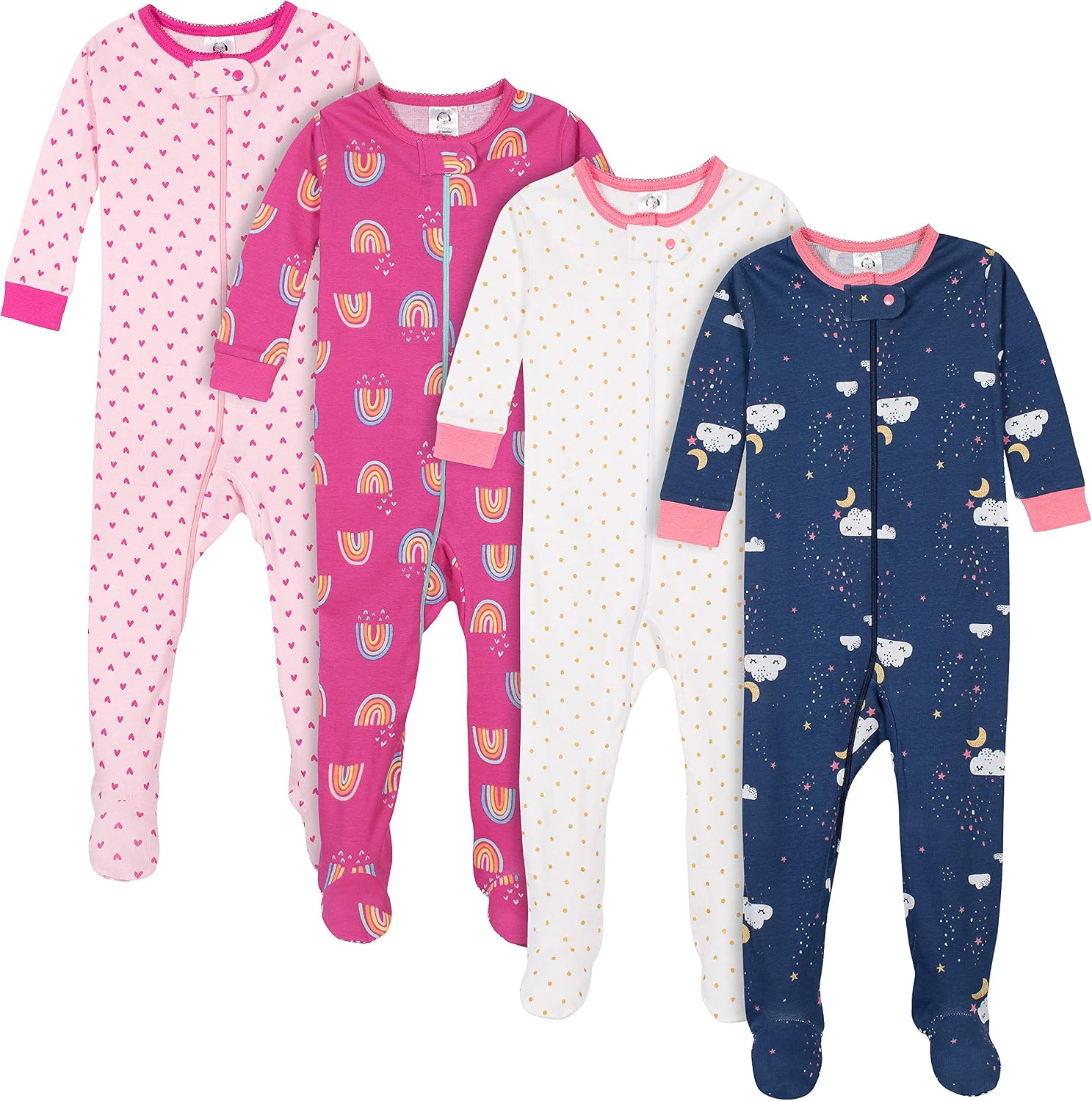 Gerber Baby Girls 4-pack Footed Pajamas