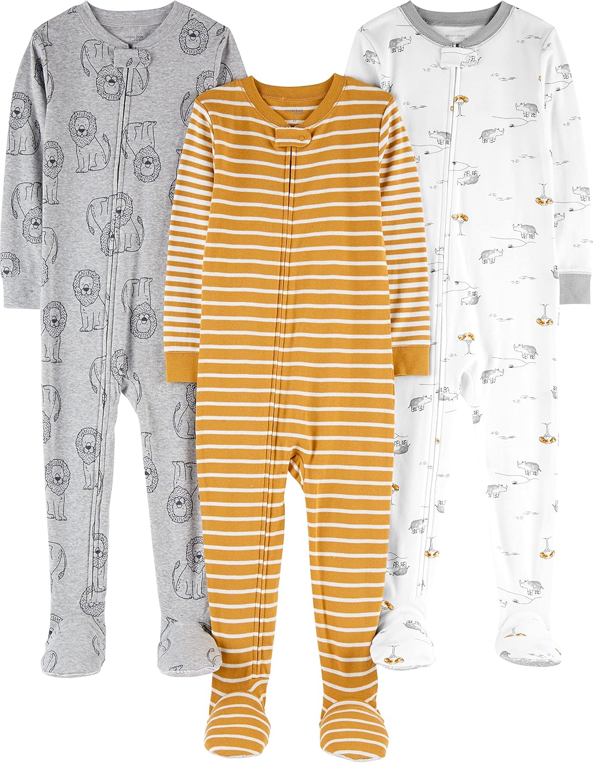 Simple Joys by Carter’s Baby Boys 3 pack Snug Fit Footed Cotton Pajamas