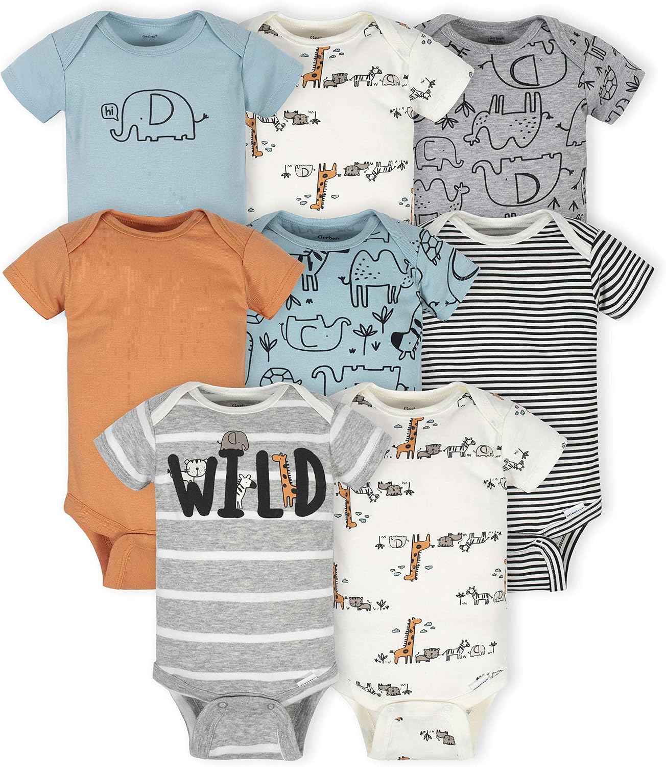 Gerber baby-boys 8-pack Short Sleeve Onesies Bodysuits