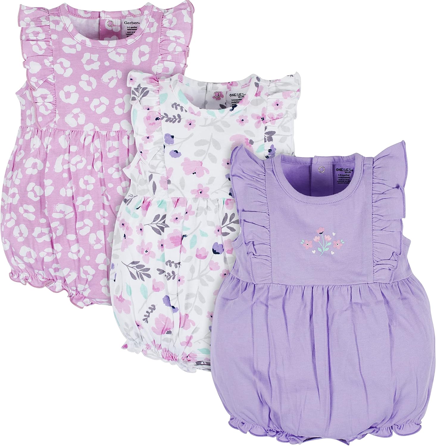 Onesies Brand Baby Girls’ 3-pack Romper