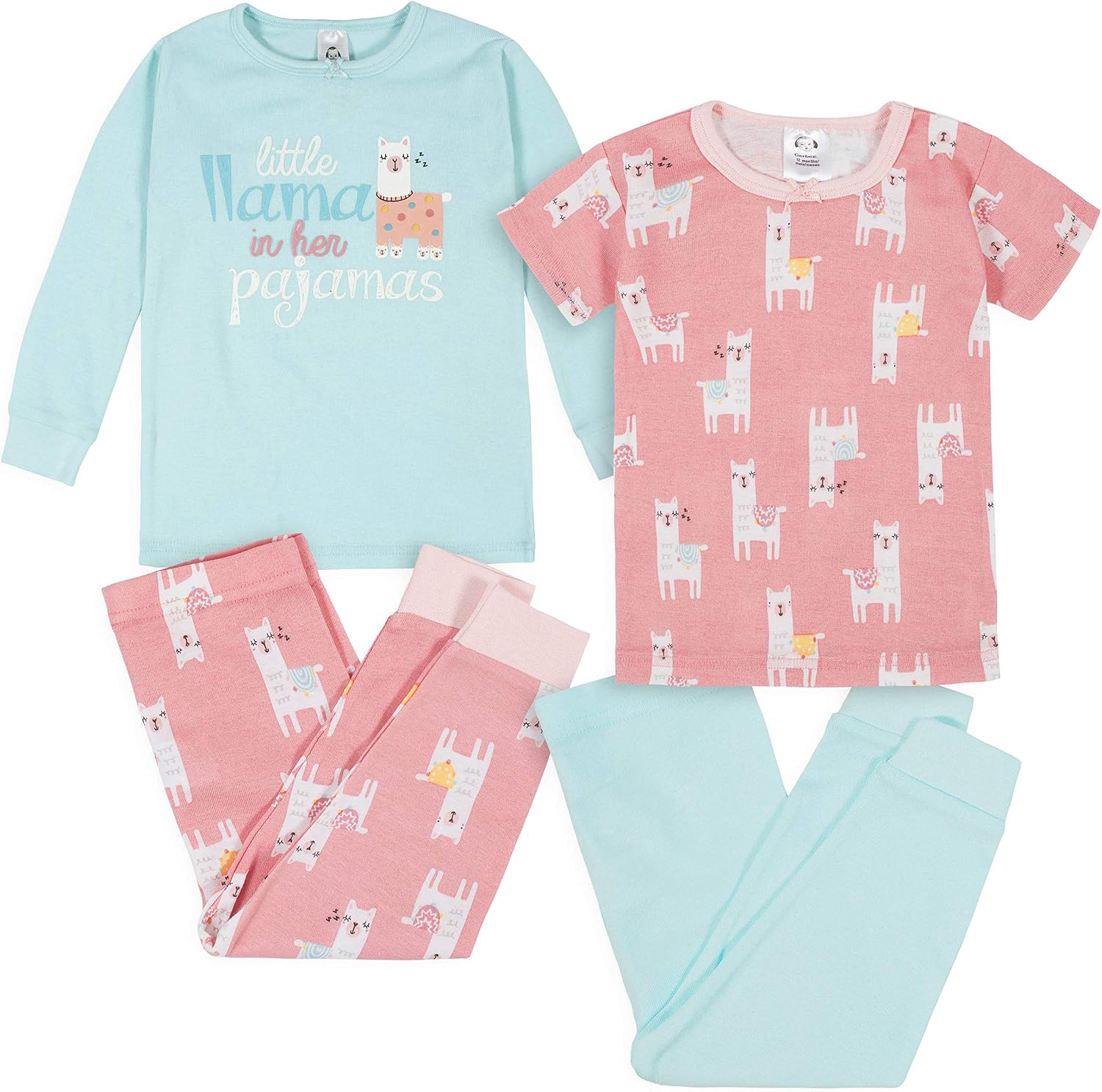 Gerber Baby Girls 4-Piece Cotton Pajama Set