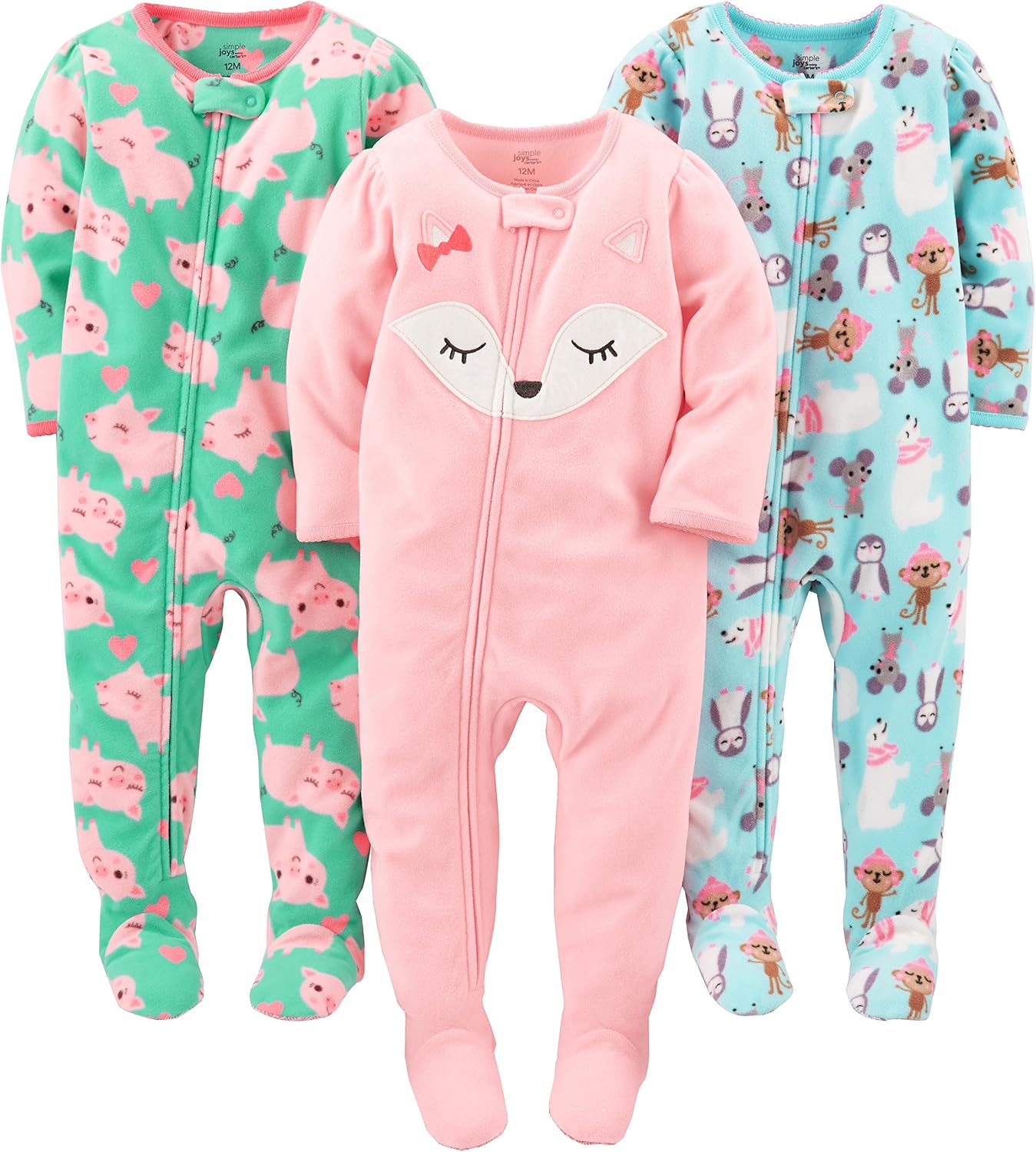 Simple Joys by Carter’s Girls Loose-Fit Flame Resistant Fleece Footed Pajamas