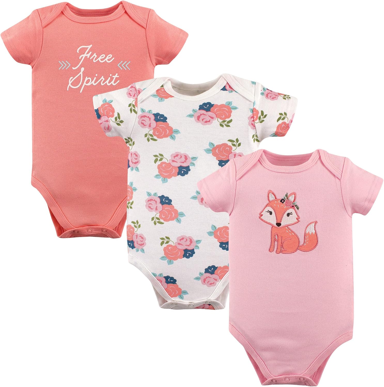 Hudson Baby Baby Girls’ 3pc Cotton Bodysuits