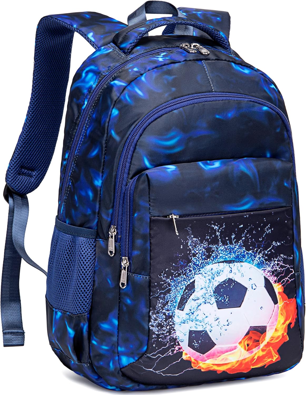 LEDAOU Kids Backpack for Boys Girls – Soccer School Backpack, Elementary Middle School Bookbag, Lightweight Water Resistant Daypack with Laptop Sleeve, Pockets, for Ages 6-14 Travel