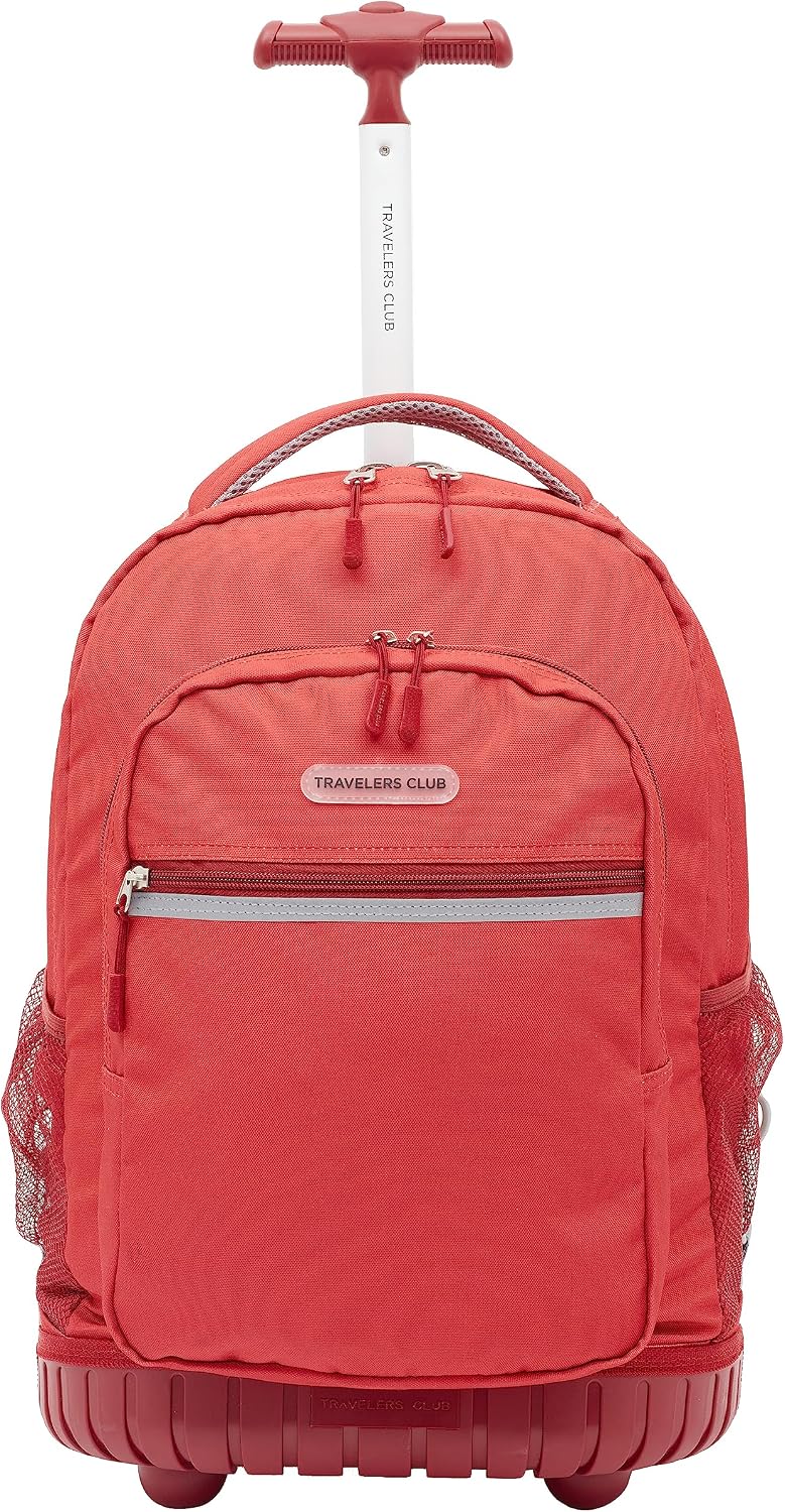 Travelers Club 18″ Rolling Backpack with Shoulder Straps, Red