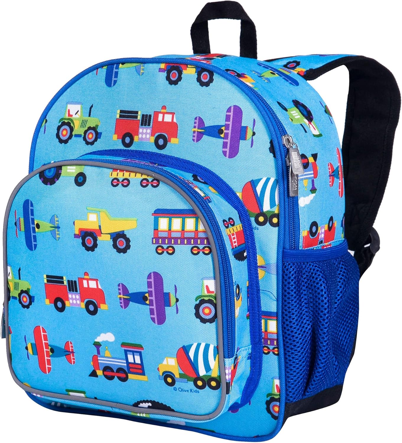 Wildkin Kids 12-inch Toddler Backpack – Padded Lightweight School Bag for Daycare, Preschool & Travel, Adjustable Straps & Multiple Pockets, Boys & Girls Ages 3–7 – Trains, Planes, and Trucks