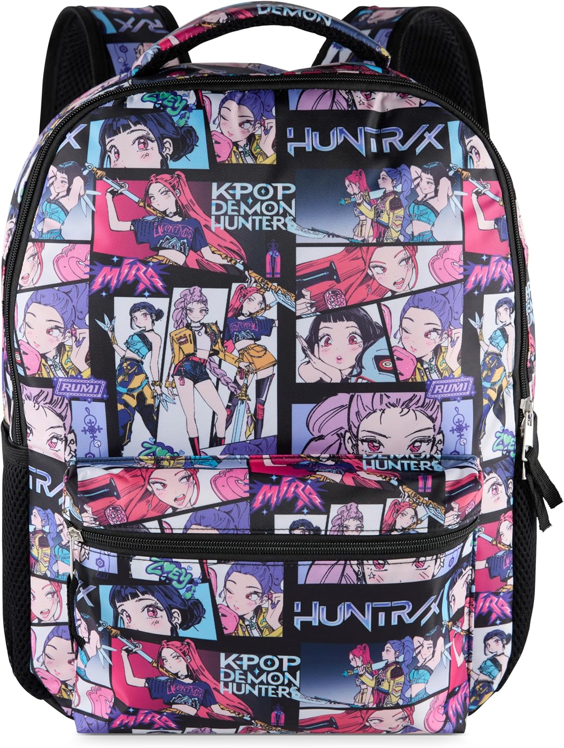 AI ACCESSORY INNOVATIONS K-Pop Demon Hunters Huntrix 16” Backpack for Girls, Featuring an AOP of Rumi, Zoey, Mira, Allover Print