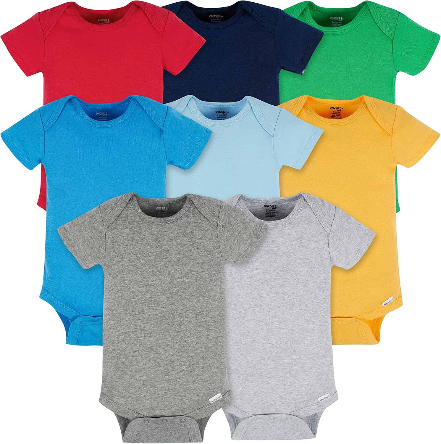 Onesies Brand Baby Boys’ 8-pack Short Sleeve Mix & Match Bodysuits