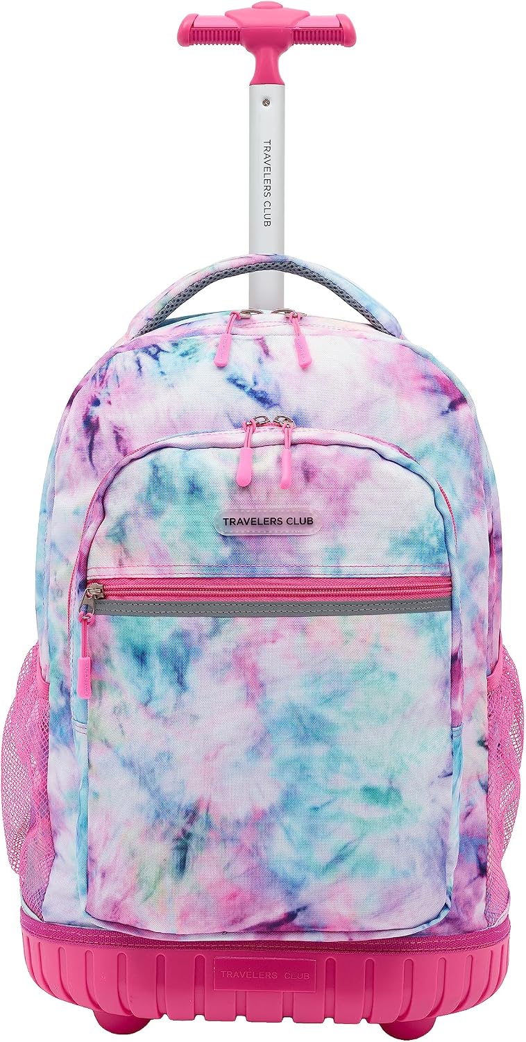 Travelers Club 18″ Rolling Backpack with Shoulder Straps, Tye Dye