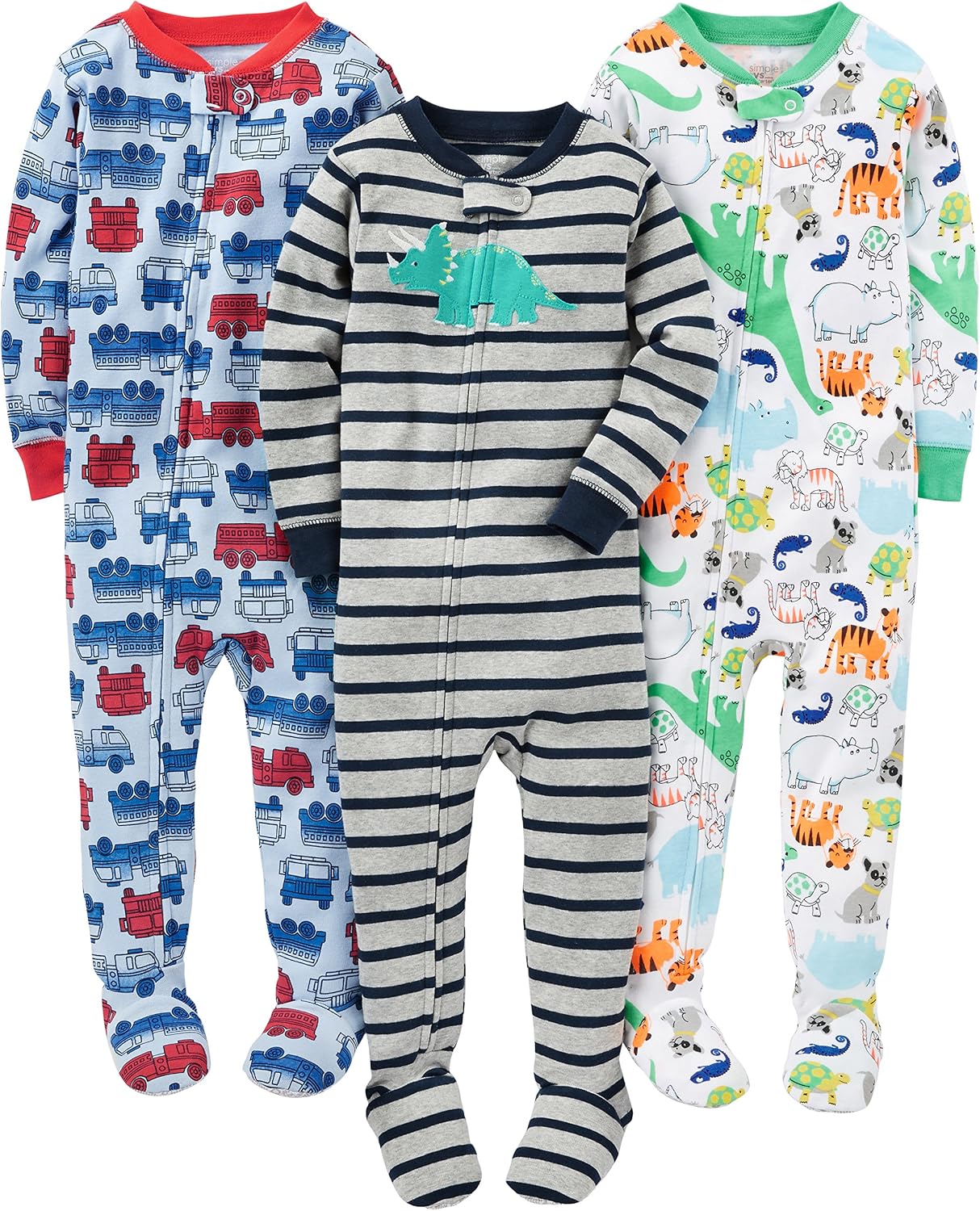 Simple Joys by Carter’s Baby Boys 3 pack Snug Fit Footed Cotton Pajamas