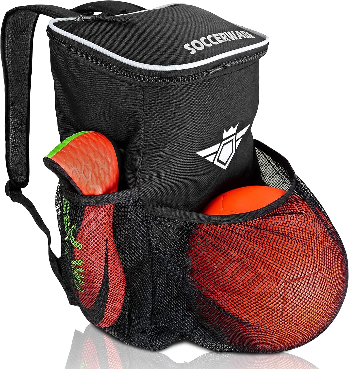 Soccer Backpack with Ball Holder Compartment – for Boys & Girls | Bag Fits All Soccer Equipment & Gym Gear (Black)