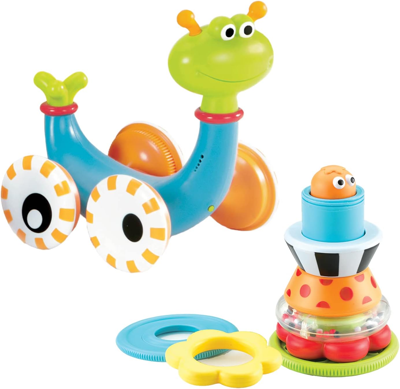 Yookidoo Musical Crawl ‘N’ Go Snail Toy with Stacker – Promotes Baby’s Crawling and Walking. Rolls and Spins Its Shell As It Moves.