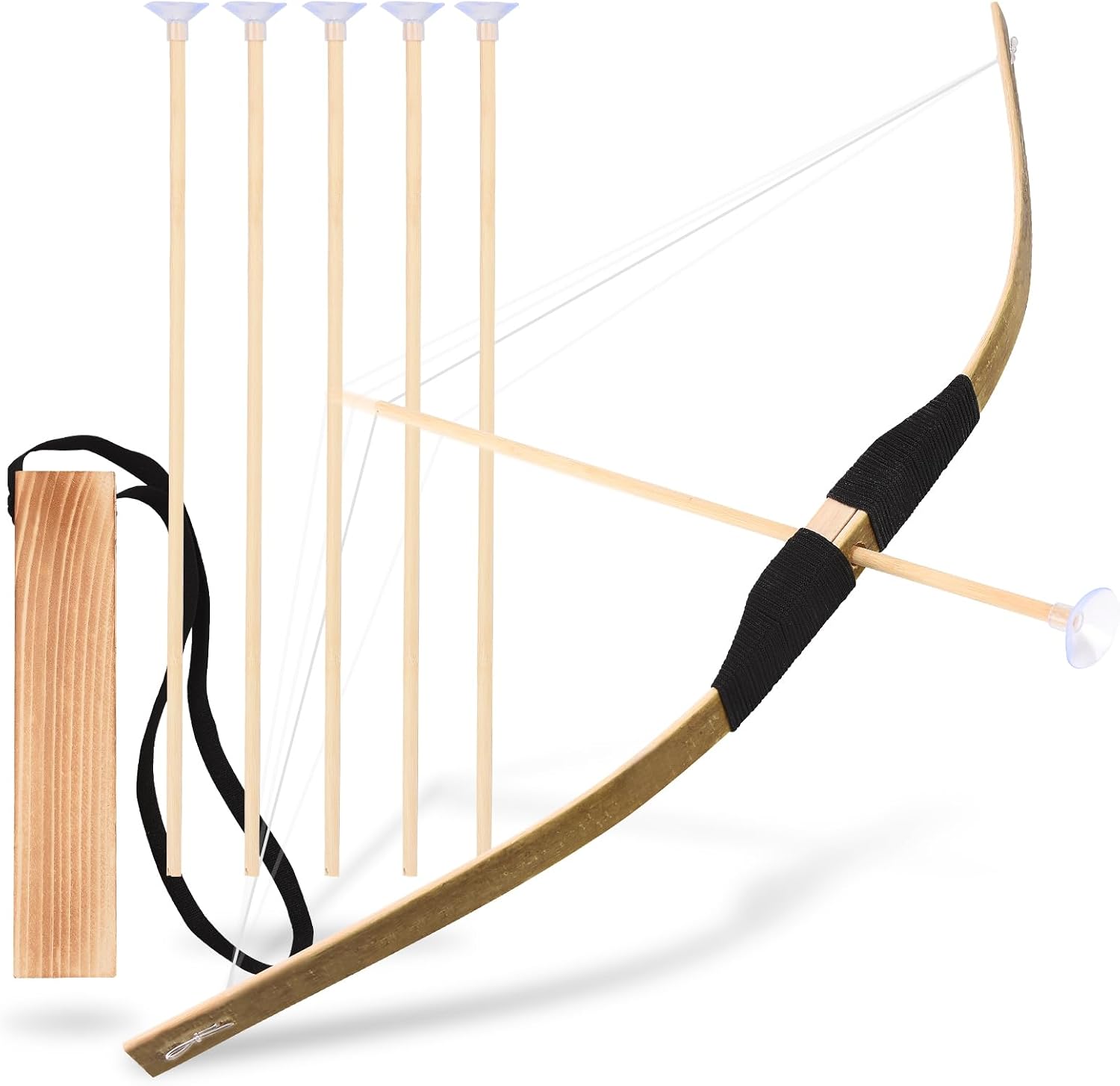 Basbon Kids Bow and Arrow Set, 24 Inch Archery Set Handmade Wooden Toy Bow and Arrow Gifts for Kids Boys Girls – Perfect for Birthdays Christmas Halloween, Cosplay Game Costume Prop Play