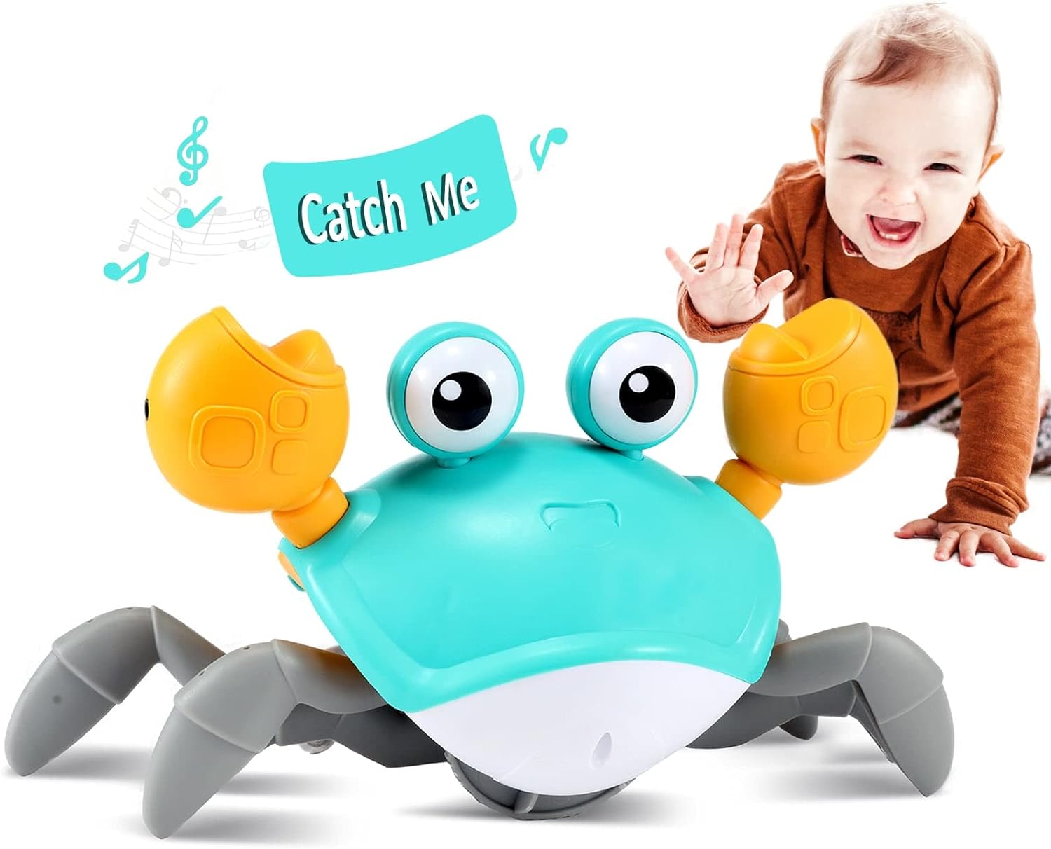 Crawling Crab Baby Toys 6–12 Months, Tummy Time Toys for Babies with Music and Lights, Interactive Infant toy for Crawling, Walking and Early Development, 1st Birthday Gift for Toddlers 1–3