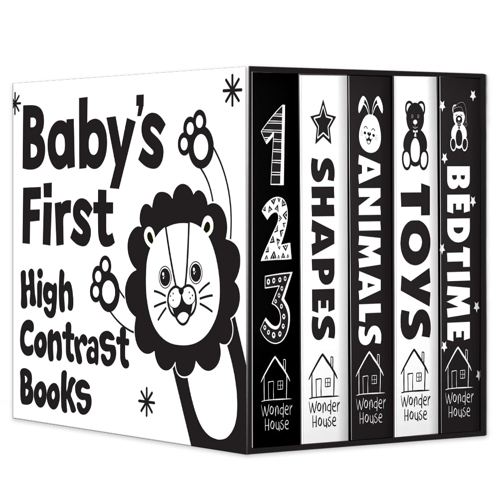 Baby’s First High-Contrast Books Boxed Set [Box Set of 5] – Age Group: 0+ / Black and White Tummy Time Books /Illustrated Board Book for Kids/Toddlers / (High Contrast Board Books)