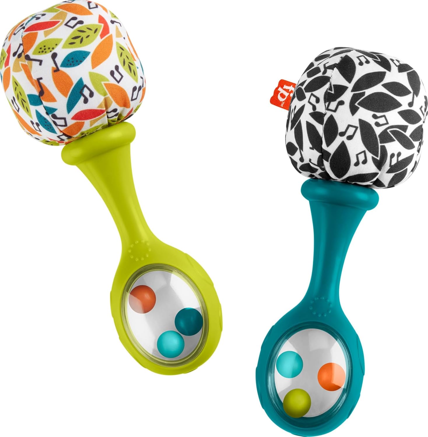 Fisher-Price Newborn Toys Rattle ‘n Rock Maracas, 2 Soft Musical Instruments for Developmental Play Babies Ages 3+ Months, Neutral Colors