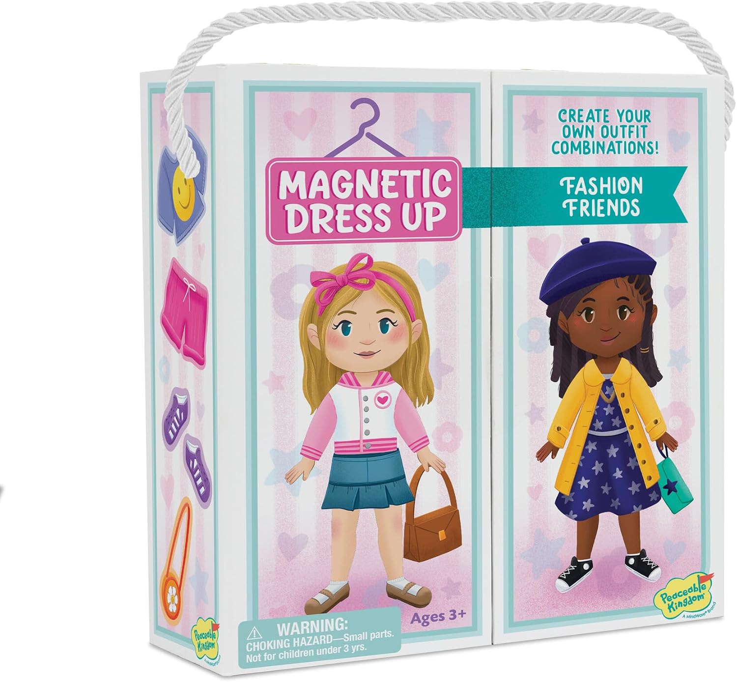 Peaceable Kingdom Magnetic Dress Up: Fashion Friends Playset, Magnetic Dress Up Dolls with Wardrobe Case, 50+ Piece Pretend Play Set, Screen-Free Toy for Kids Ages 3+