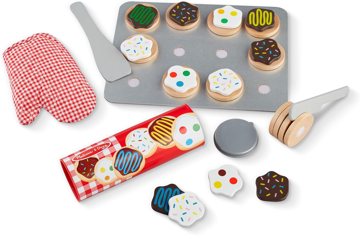 Melissa & Doug Slice & Bake Cookie Set with Wooden Play Food, Colorful Toppings & Play Kitchen Accessories, Preschool Learning Toys for Girls & Boys 3+