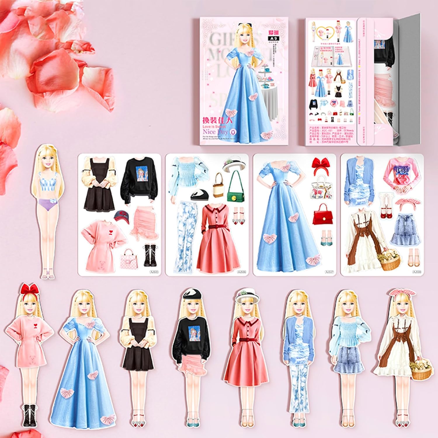 Magnetic Princess Dress Up Paper Doll Pretend Play Toys Magnet People Clothes Puzzles Game for 3+ Year Old Girls Toddler,Preschool Learning Created Imagine Set Birthday Gift (B Set)