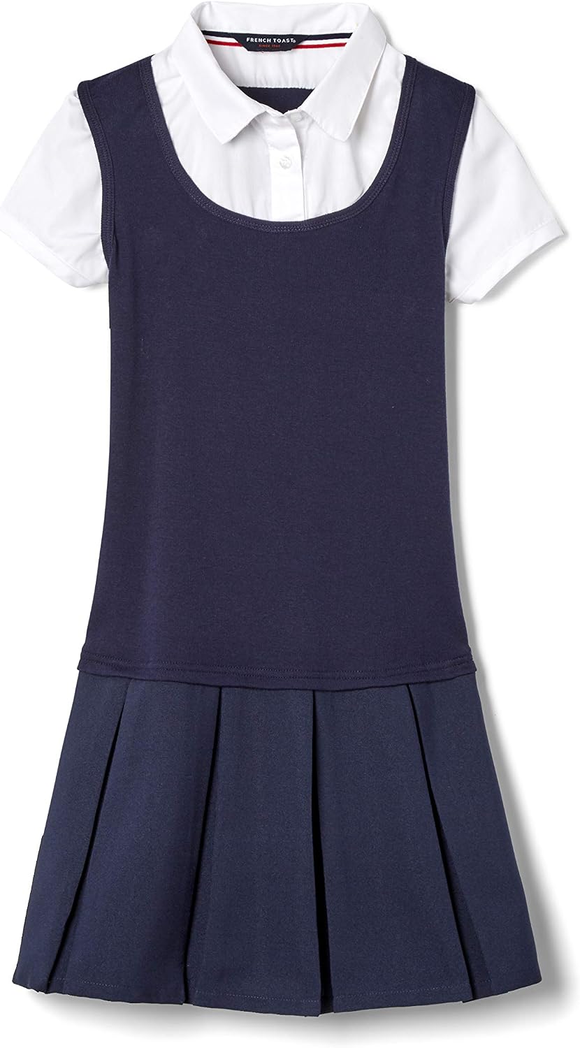 French Toast Girls’ Short Sleeve 2-Fer Pleated Dress