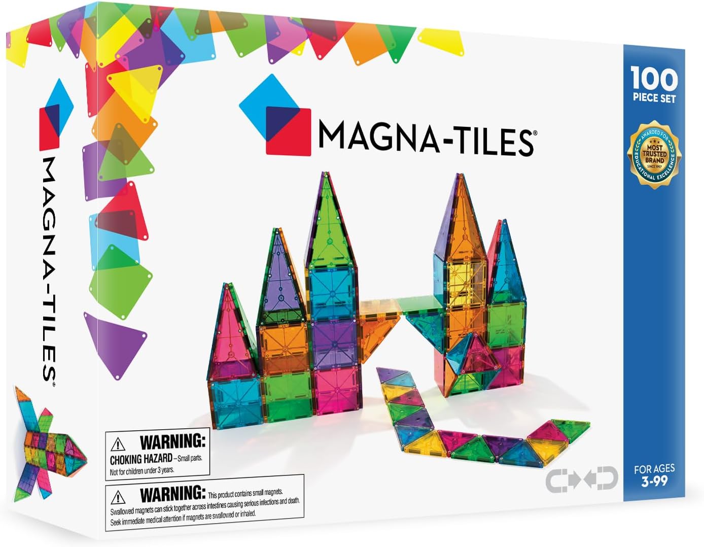 MAGNA-TILES Classic 100-Piece Magnetic Construction Set, The Original Magnetic Building Brand