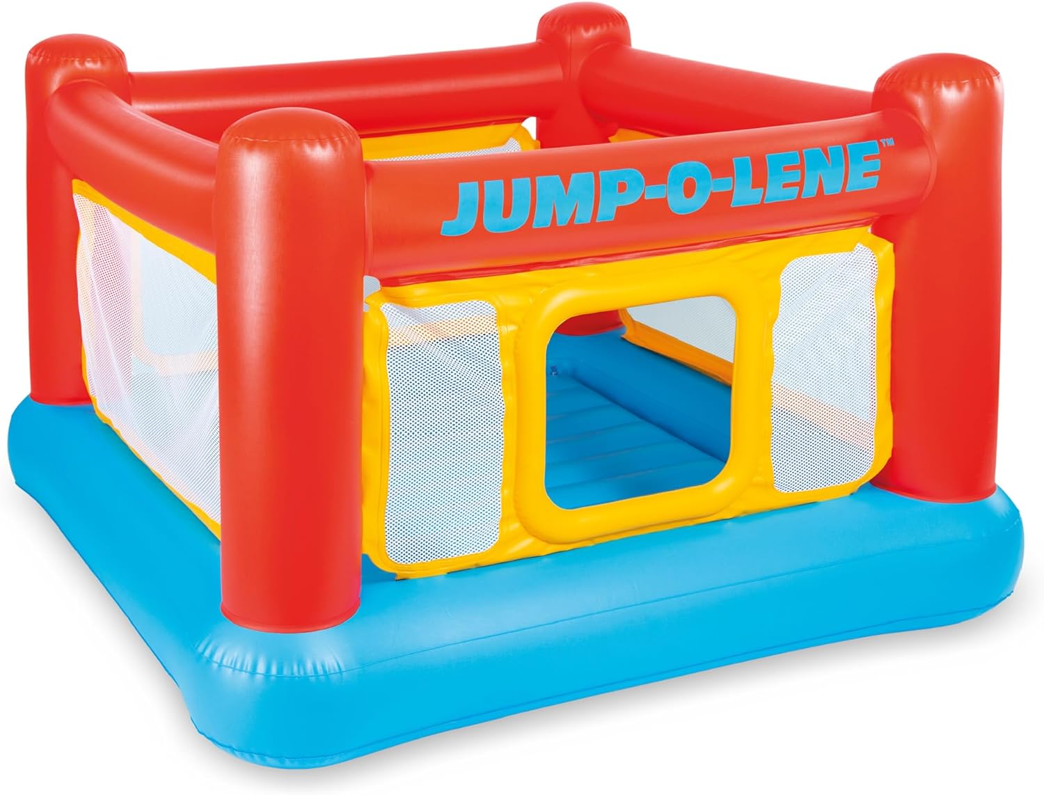 Intex Inflatable Jump-O-Lene Trampoline Bounce House with Crawl-Thru Door & Net – Indoor & Outdoor Backyard Blow-Up Bouncy Playhouse for Kids Ages 3-6