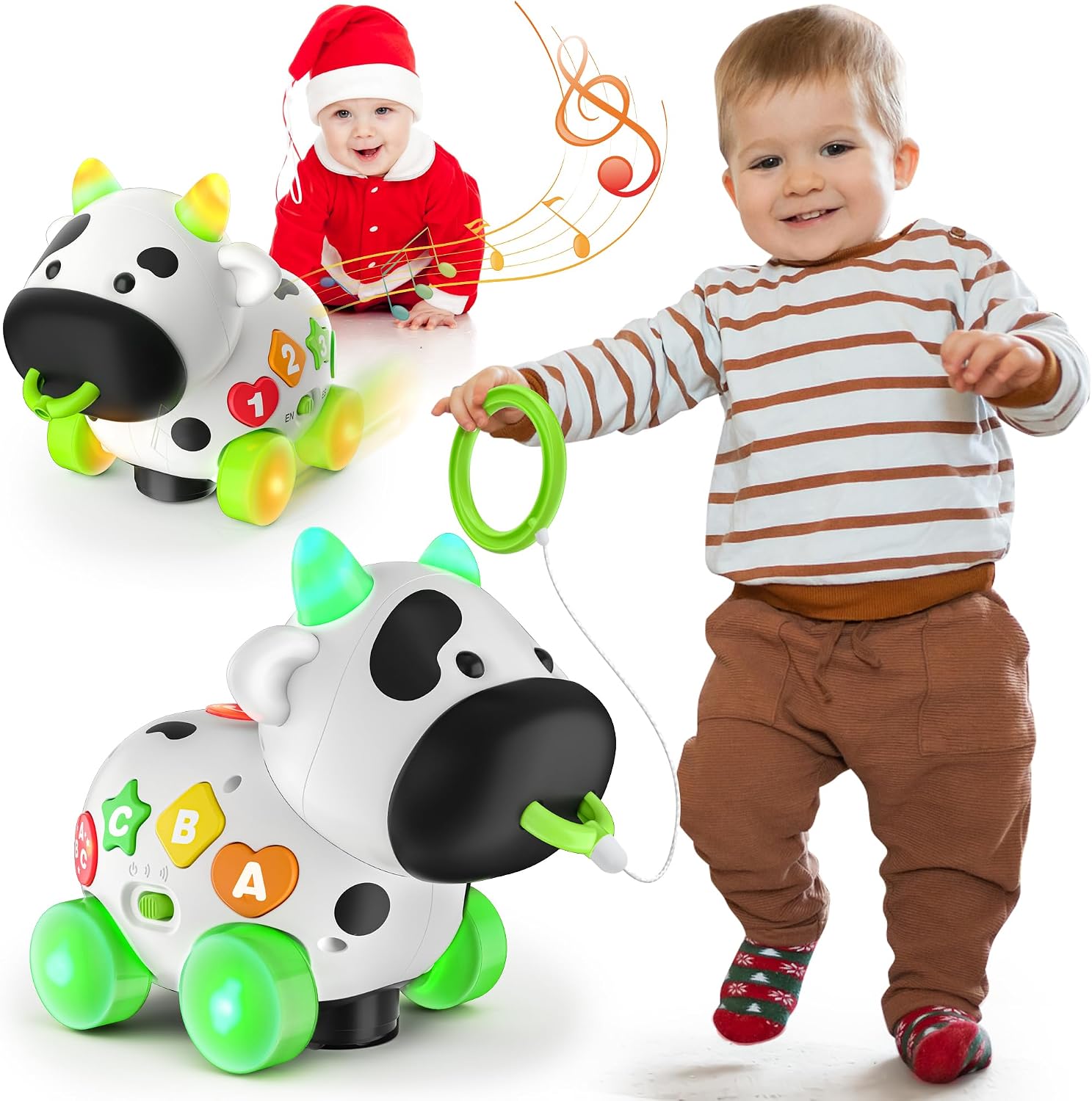 Talkfun Musical Cow Toys for 1+ Year Old Boy Girl, Bilingual Baby Toy 6-12-18 Month, One Year Old Boy Toys, 1 Year Old Girl Gift, Learning Toddler Toy Age 1-2, First Christmas 1st Birthday Gift