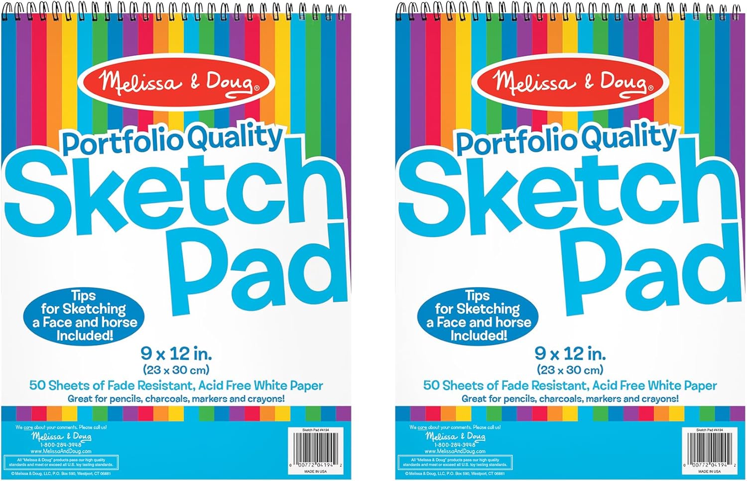 Melissa & Doug Drawing Paper, Sketch Pad, 2-Pack Bundle for Coloring, Writing or Painting (9 x 12 inches) – 50 Sheets Each, Kids Drawing Pad & Art Supplies for Kids Ages 3+ – FSC Certified