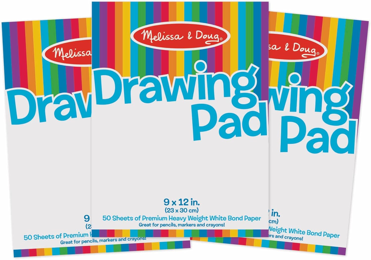 Melissa & Doug Drawing Paper, Sketch Pad, 3-Pack Bundle for Coloring, Writing or Painting (9 x 12 inches) – 50 Sheets Each, Kids Drawing Pad & Art Supplies for Kids Ages 3+ – FSC Certified