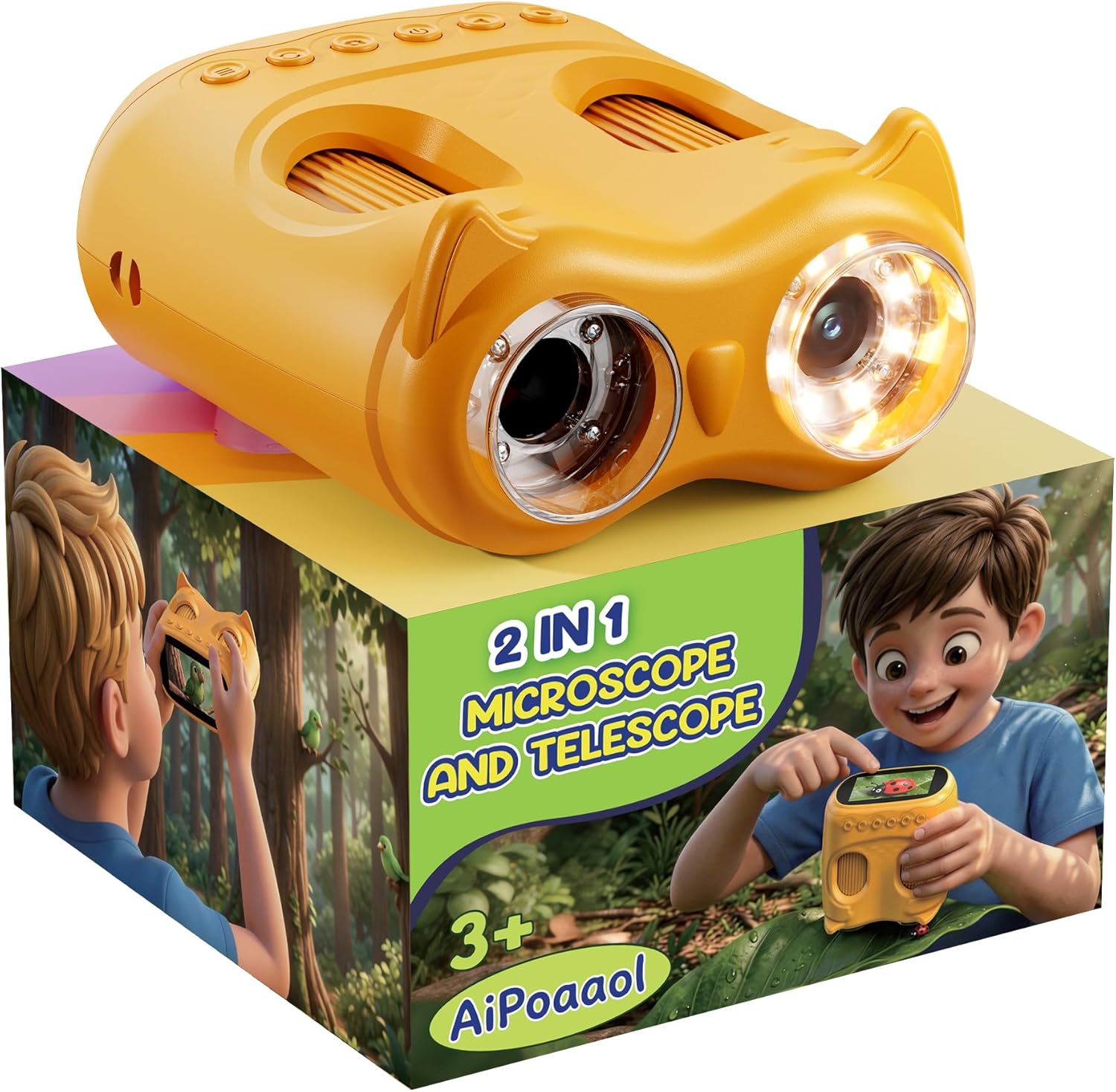 1000X Digital Microscope for Kids Handheld: 2-in-1 Binoculars Portable STEM Toy – Birthday Gift for Boy Girl – Science Kits 10X Magnifying Glass Telescope for Age 3-8 8-12 USB Gadget