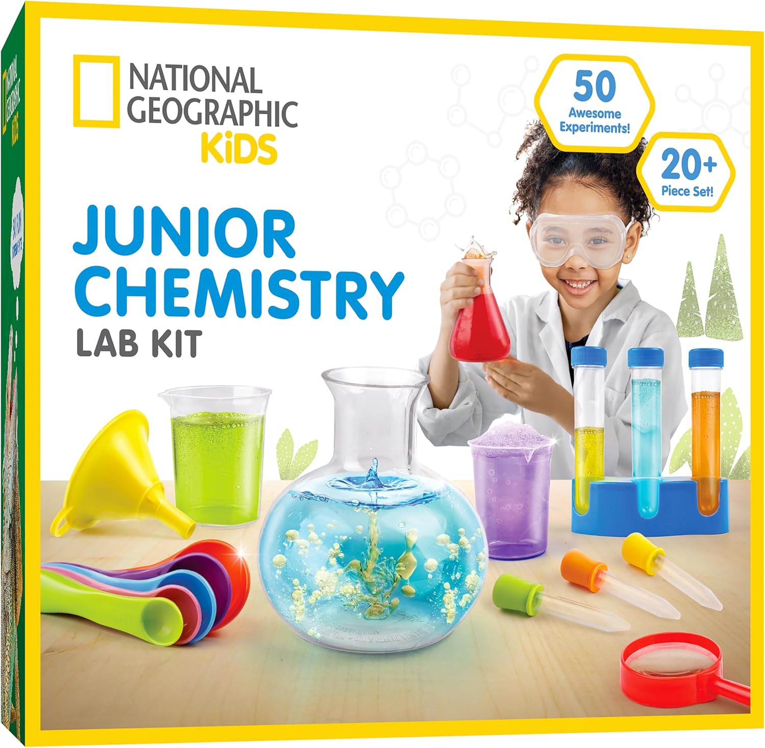 National Geographic Junior Chemistry Set – Complete Early Learning Lab Kit with 50 Science Experiments for Kids and 20+ Lab Tools, Chemistry Set, Science Experiments for Kids 4-6