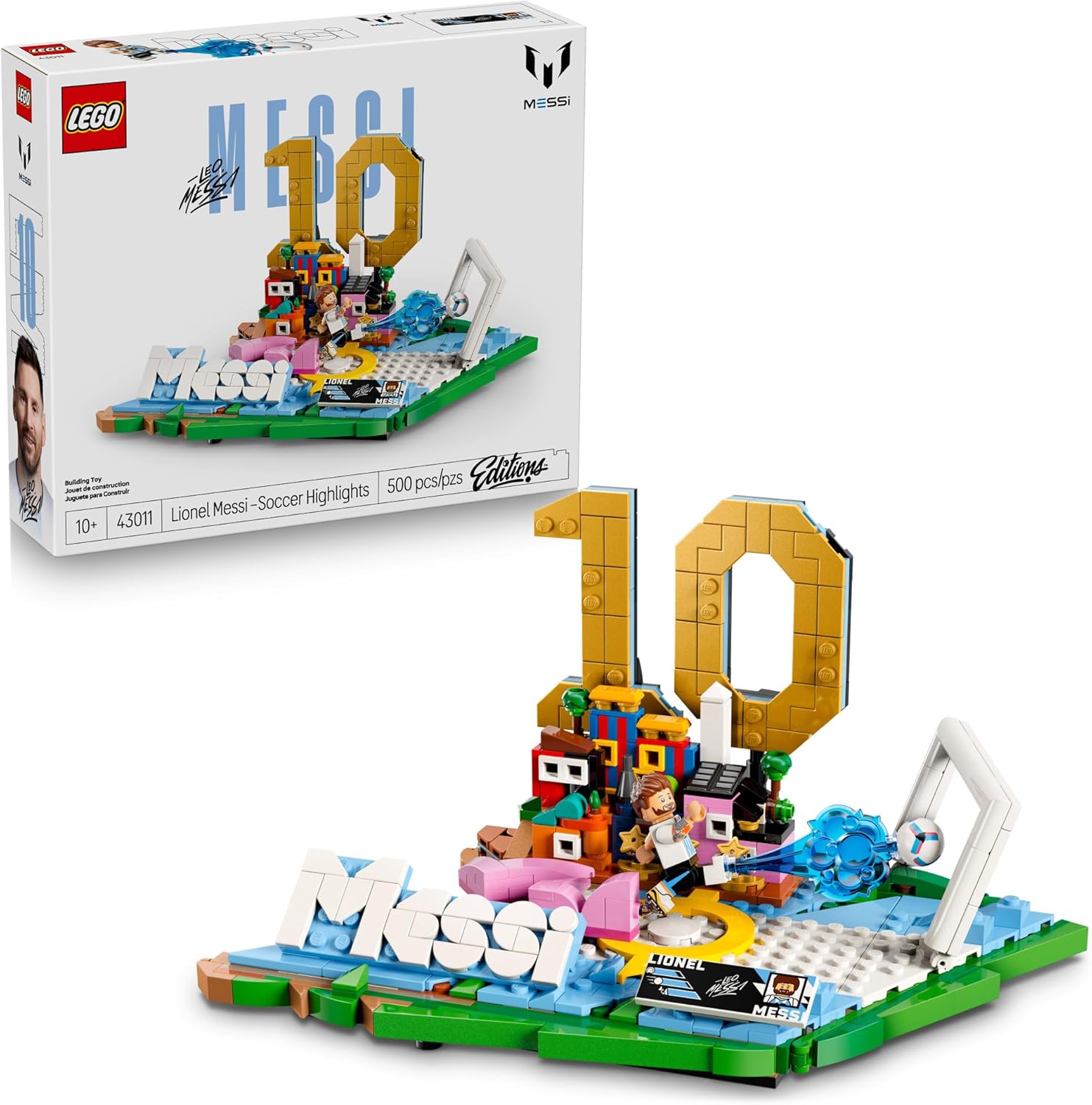 LEGO Editions Lionel Messi – Soccer Highlights – Building Set for Boys & Girls, Ages 10+ – Collectible Soccer Gift with Plaque – Kids Bedroom or Shelf Decor – 43011