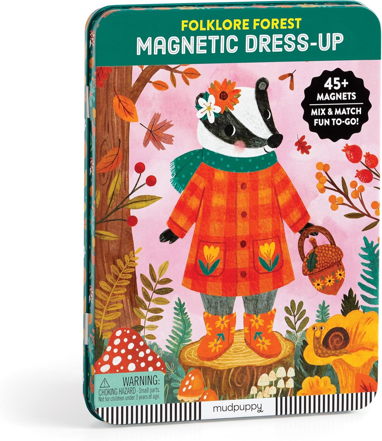 Mudpuppy Folklore Forest – Magnetic Dress Up Game with Illustrated Forest Scenes Including 2 Forest Characters and Over 40 Mix and Match Magnets Perfect for Travel