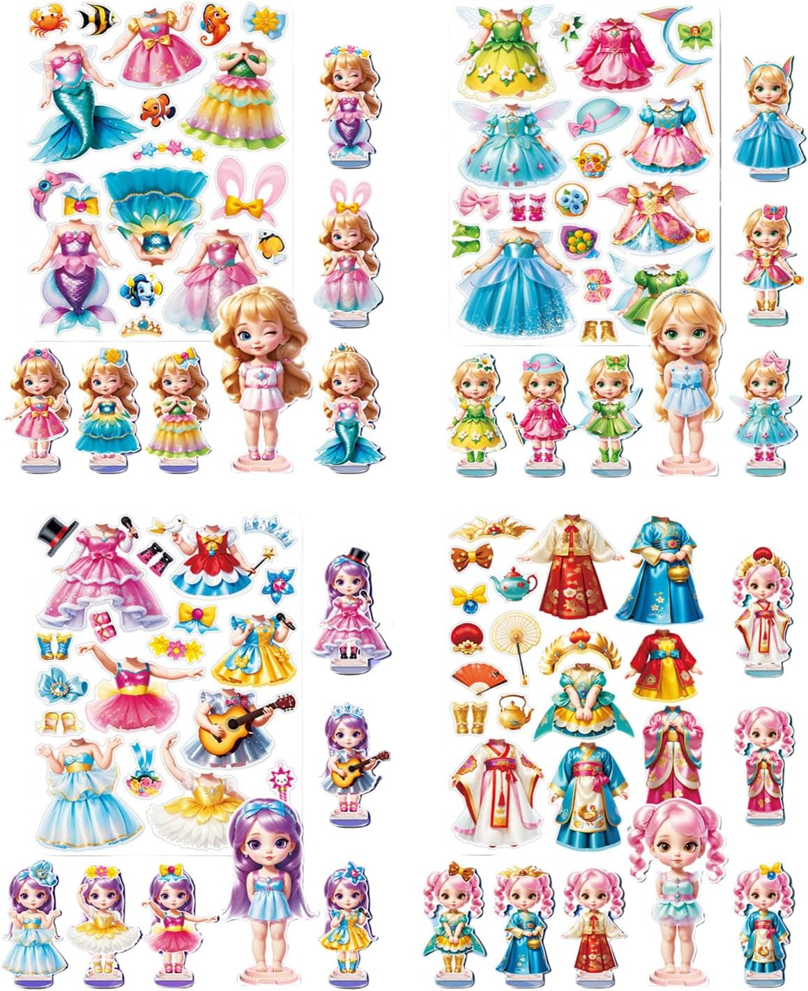 Magnetic Dress up Dolls – Girls Fun Mix and Match Play Magnetic Paper Dolls with 4 Themed Magnetic Costume Stickers for Creating Imaginative Birthday Gifts