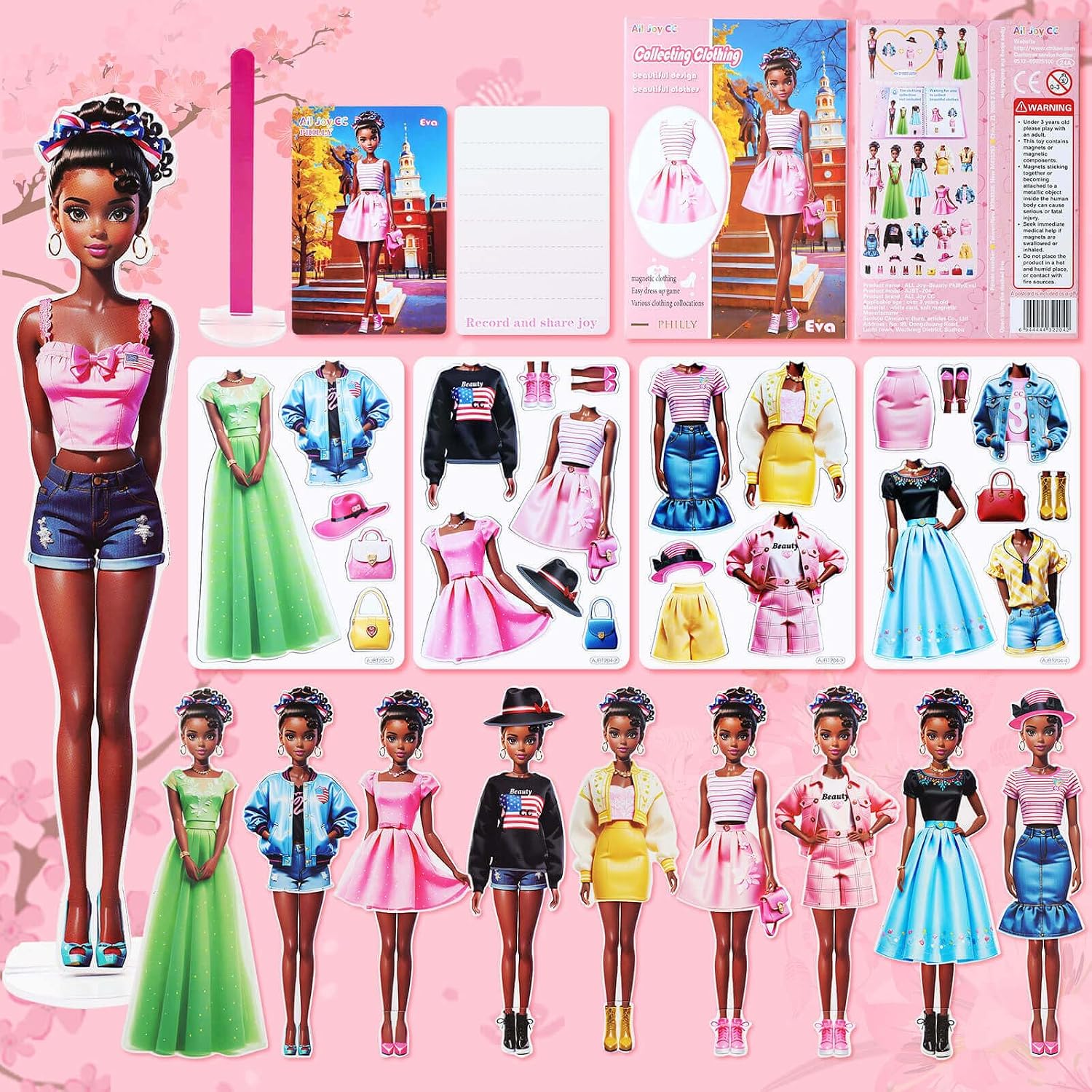 PainZieteg Magnetic Dress Up Dolls, Magnetic Princess Dress Up Paper Dolls, Magnetic Dress Up Dolls for Girls Ages 4-10 Learning Created Imagine Set Birthday Gift (Eva)