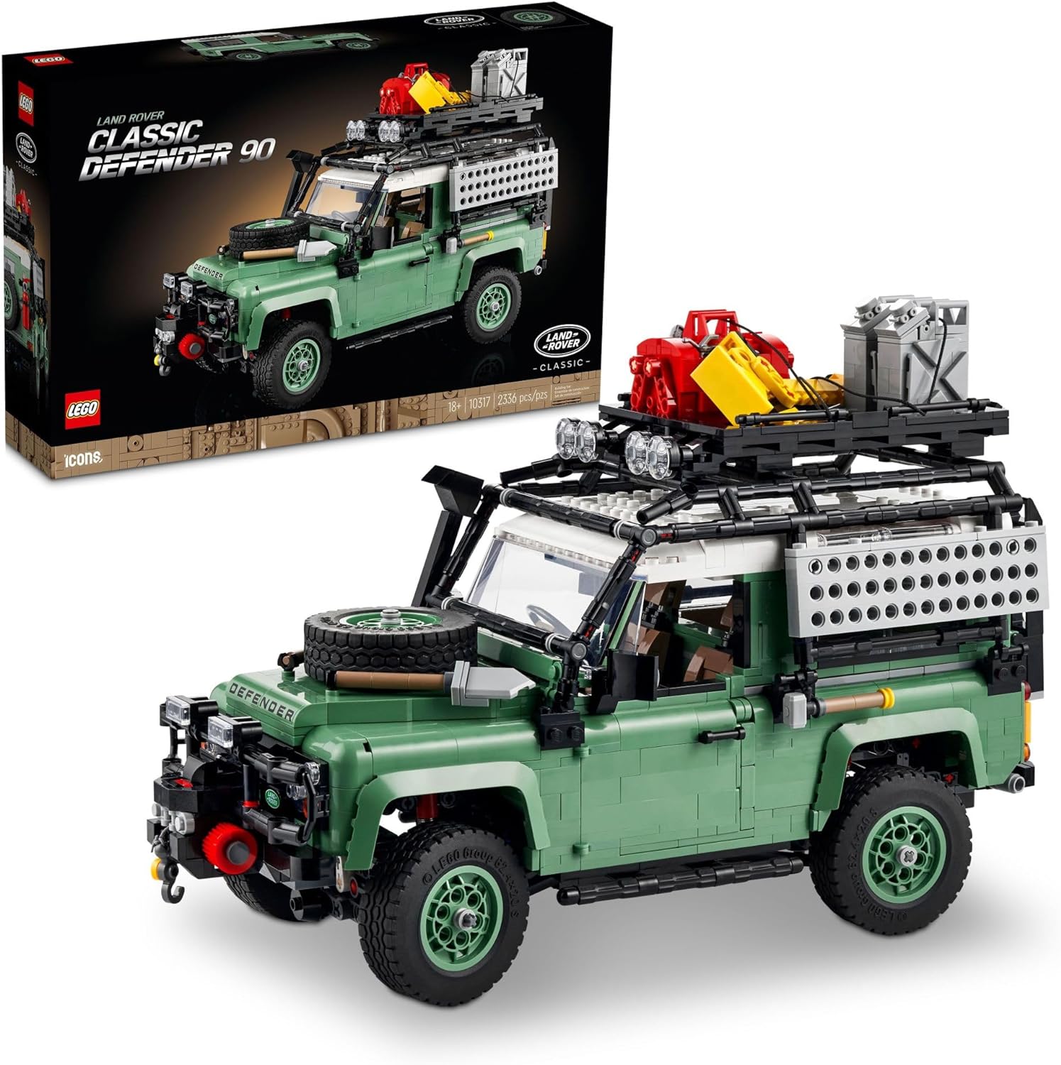 LEGO Icons Land Rover Classic Defender 90 – Building Set for Adults, Ages 18+ – Model Car Kit for Home Office, Desk Decor W/Realistic Details – Gift for Men & Women – 10317
