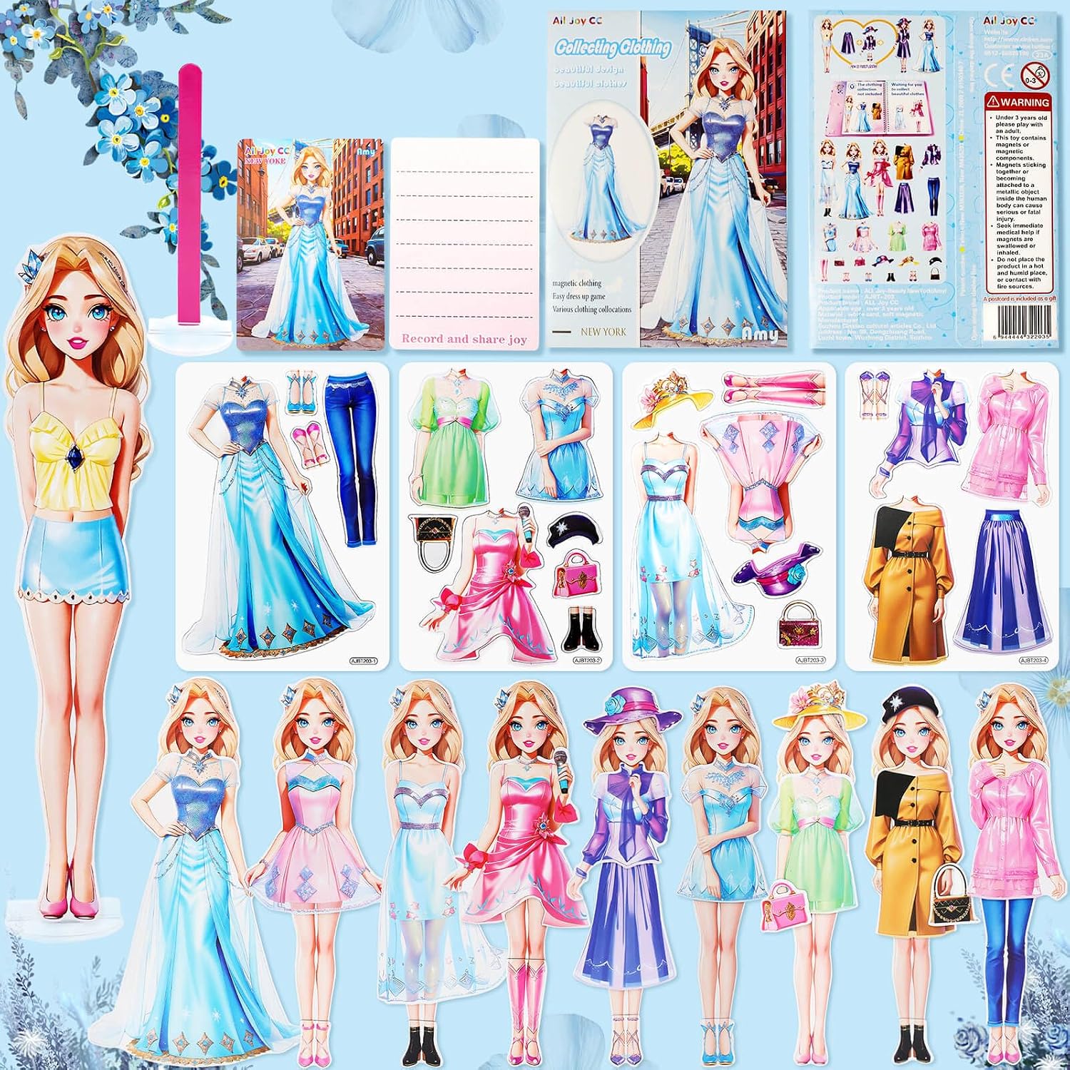 PainZieteg Magnetic Dress Up Dolls, Magnetic Princess Dress Up Paper Dolls, Magnetic Dress Up Dolls for Girls Ages 4-10 Learning Created Imagine Set Birthday Gift (Amy)